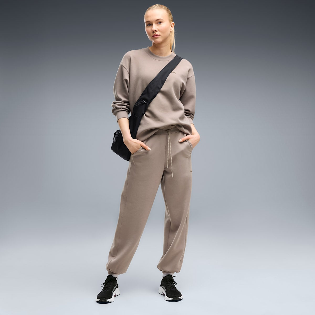 Cloudspun Ultra Soft Women's Training Joggers - Mouse Gray - on model