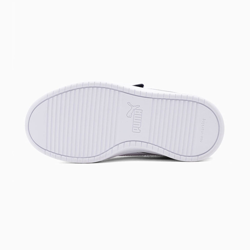 PUMA Rickie Classic V PS Kids Shoes - PUMA Navy-PUMA White-PUMA Red - Side Profile - Medial