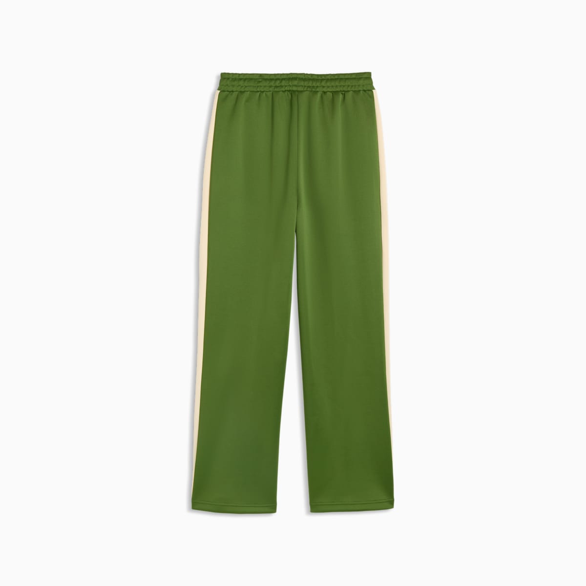 T7 Women's Straight Track Pants - Earthy Green-Buttercream - back on white background