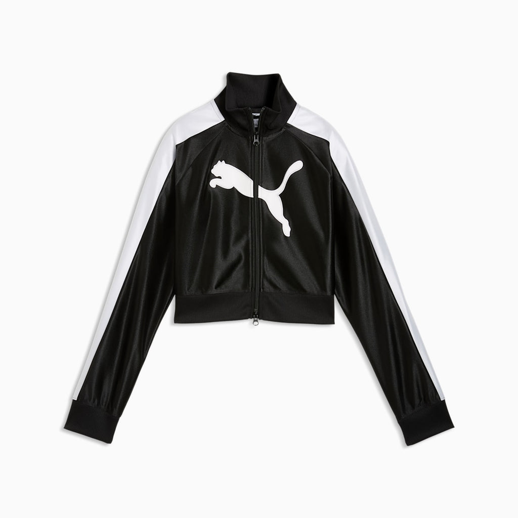 FUTURE.PUMA.ARCHIVE T7 Slim Cropped Track Jacket Women - PUMA Black front view
