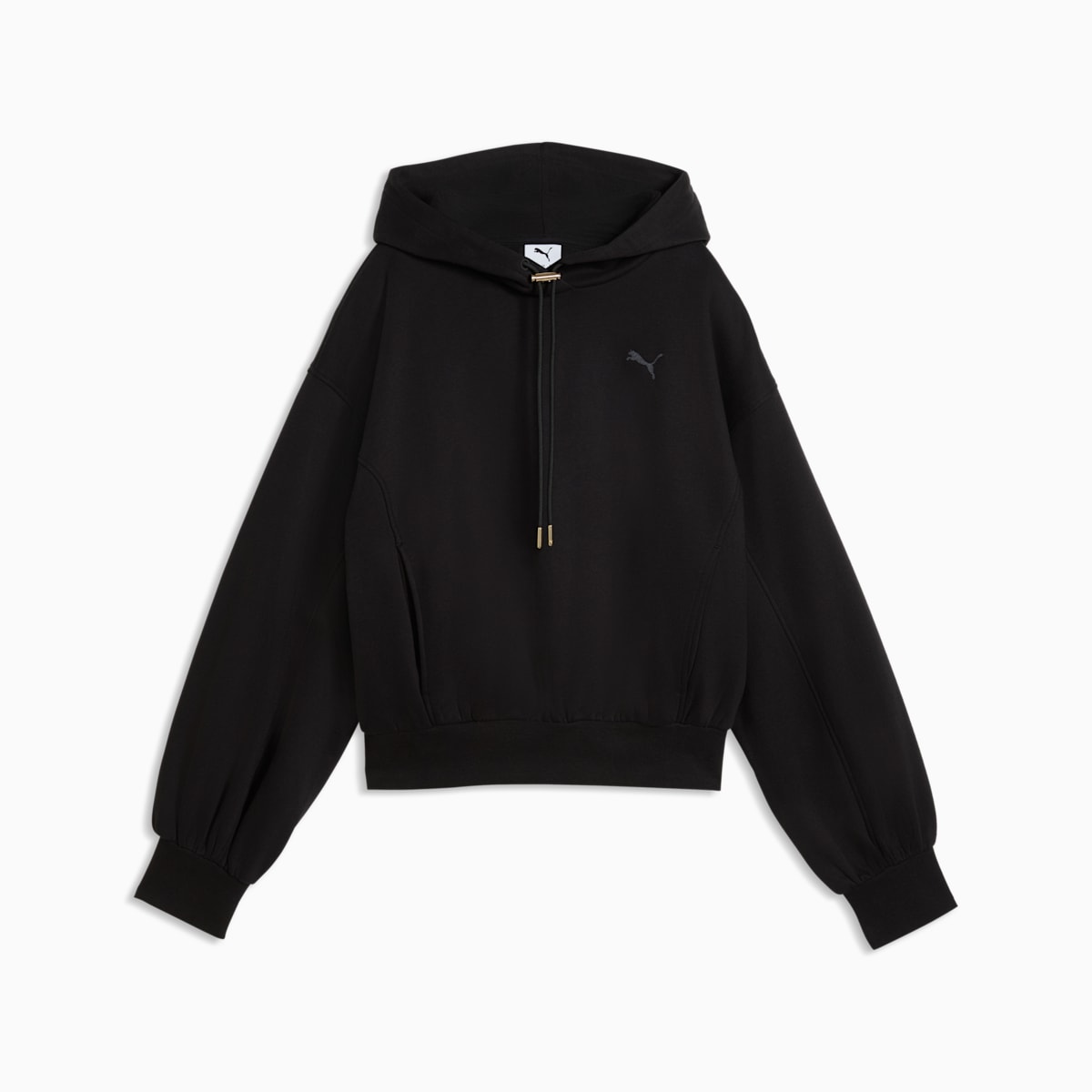 HER Relaxed Fleece Hoodie Women - PUMA Black - front on white background