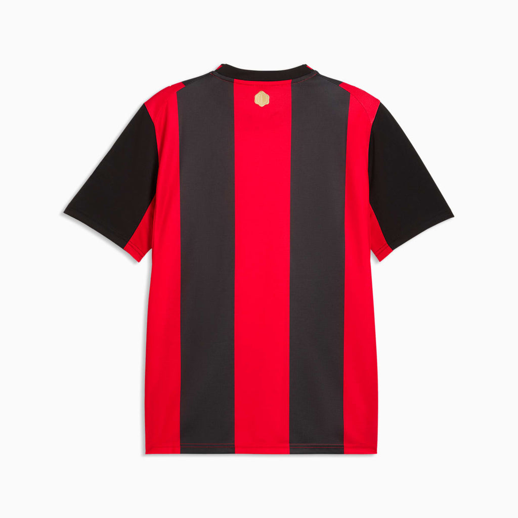 AC Milan Home Men's Soccer Jersey - PUMA Black-For All Time Red - back on white background