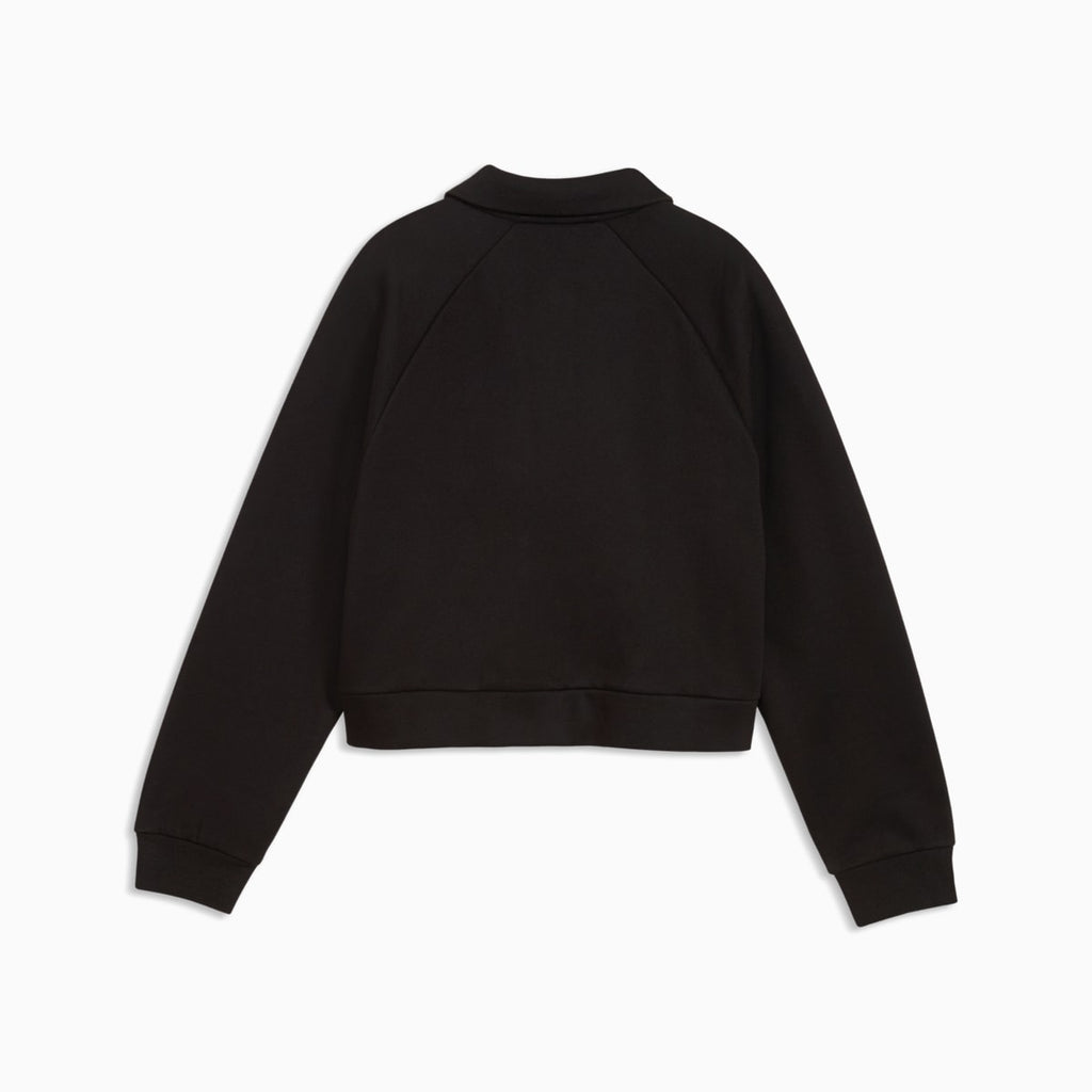 PUMA Class Relaxed Cropped Fleece Sweatshirt Youth - PUMA Black - back on white background