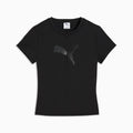 DARE TO Slim Half-Zip Warp-Knit Graphic Top Women - PUMA Black front view