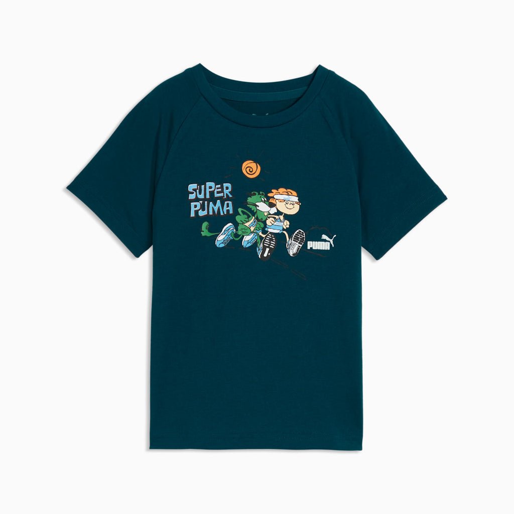 PUMA Kids Graphic Tee - Midnight Petrol - front on white background