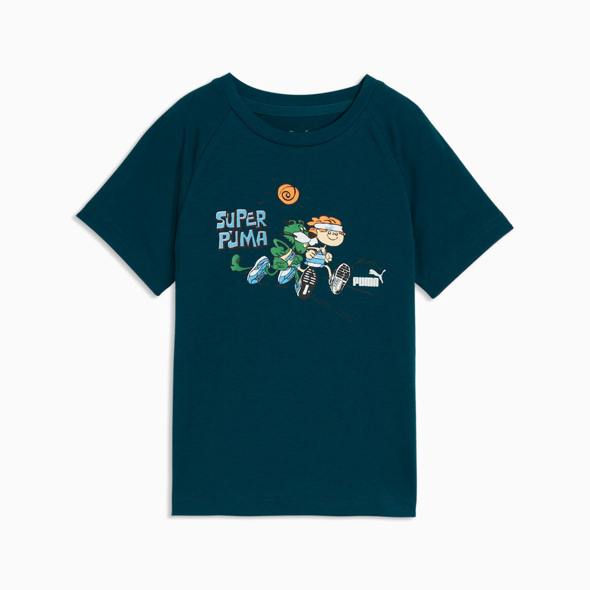 PUMA Kids Graphic Tee - Midnight Petrol - front on white background