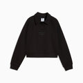 PUMA Class Relaxed Cropped Fleece Sweatshirt Youth - PUMA Black - front on white background
