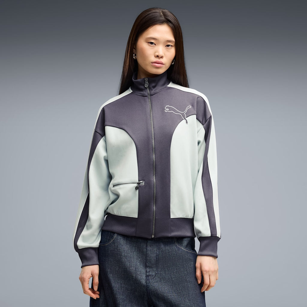 T7 Relaxed Love Of The Cat Track Jacket Women - Inky Depths - on model