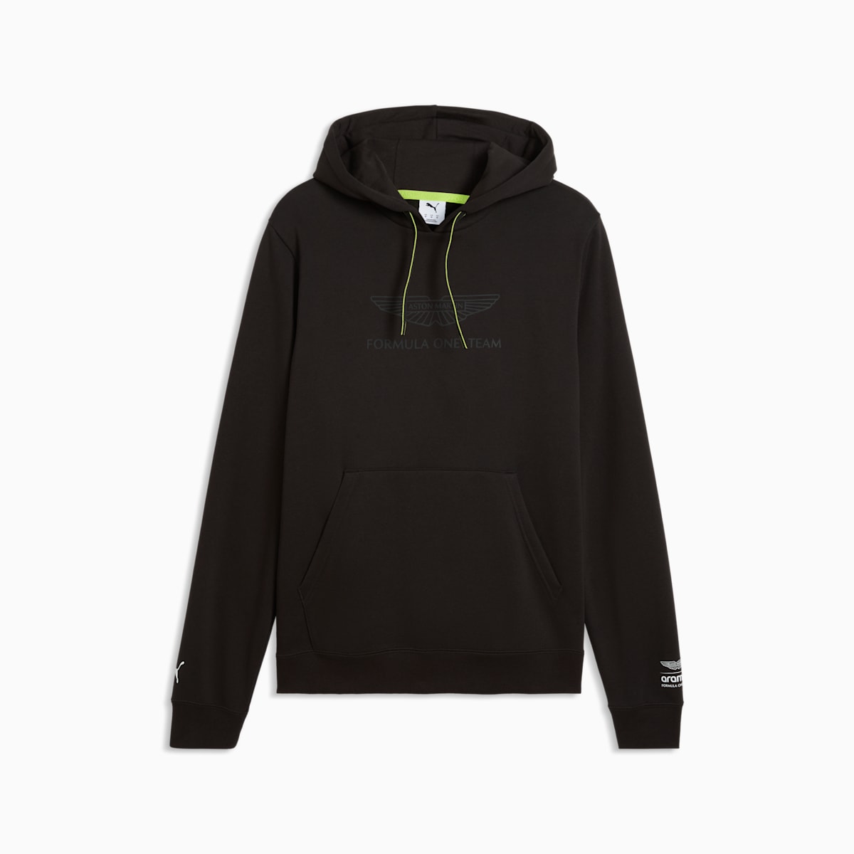 PUMA x ASTON MARTIN ARAMCO F1® TEAM Essentials Hoodie Men - PUMA Black - front on white background