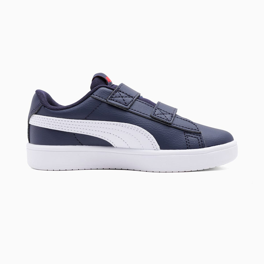 PUMA Rickie Classic V PS Kids Shoes - PUMA Navy-PUMA White-PUMA Red - Front / Top View