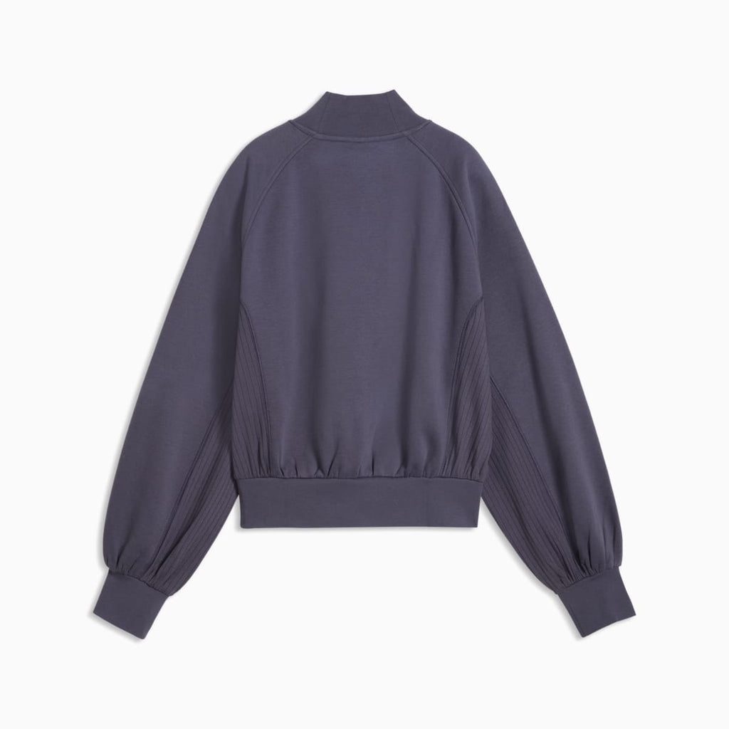HER Relaxed Mock Neck Crew Women's Sweatshirt - Inky Depths - back on white background