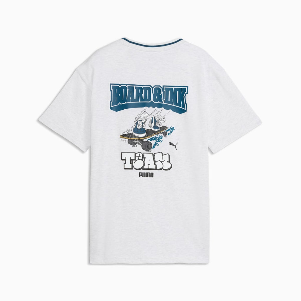 MID 90s Relaxed Back Graphic Tee Youth - White Glow Heather - back on white background