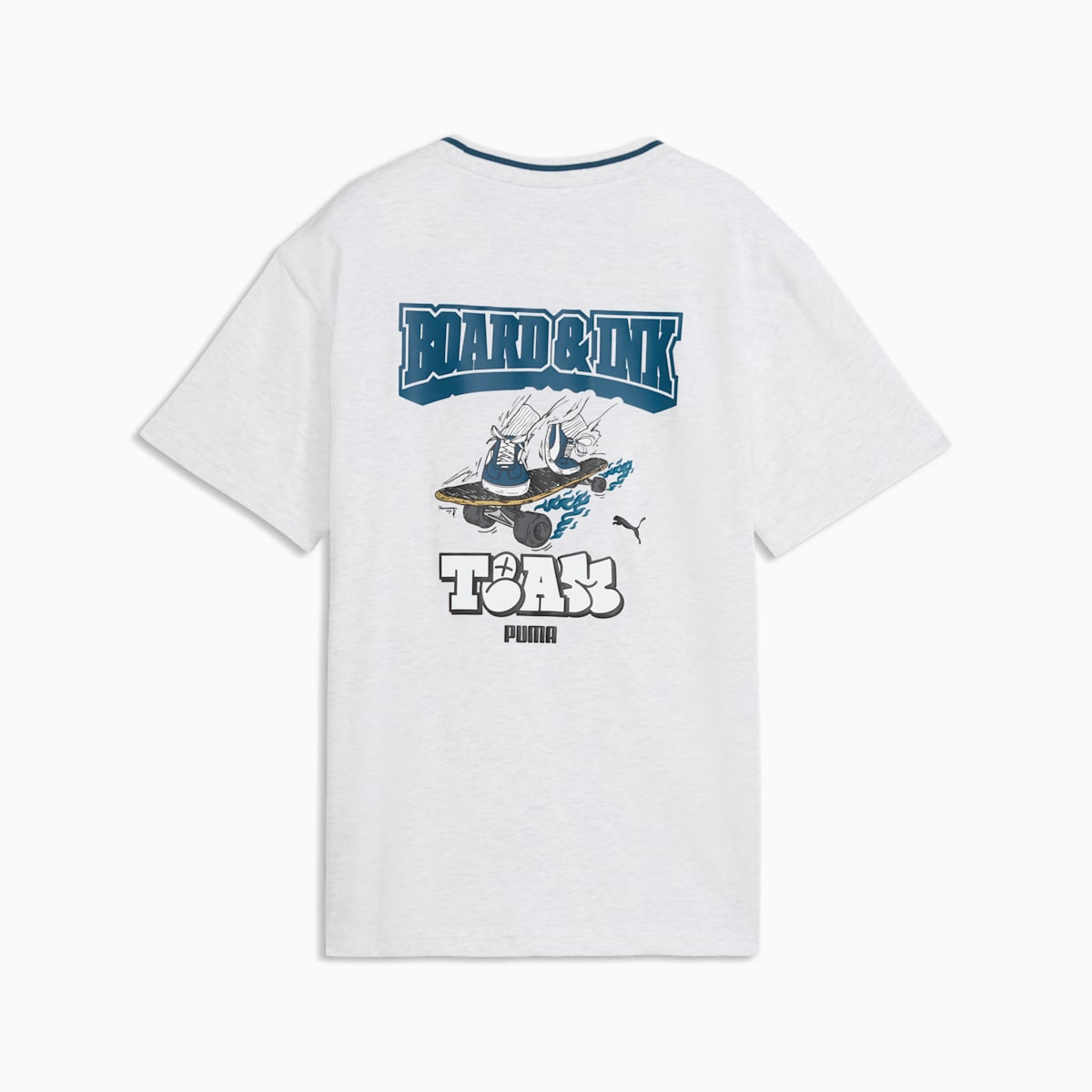 MID 90s Relaxed Back Graphic Tee Youth - White Glow Heather - back on white background