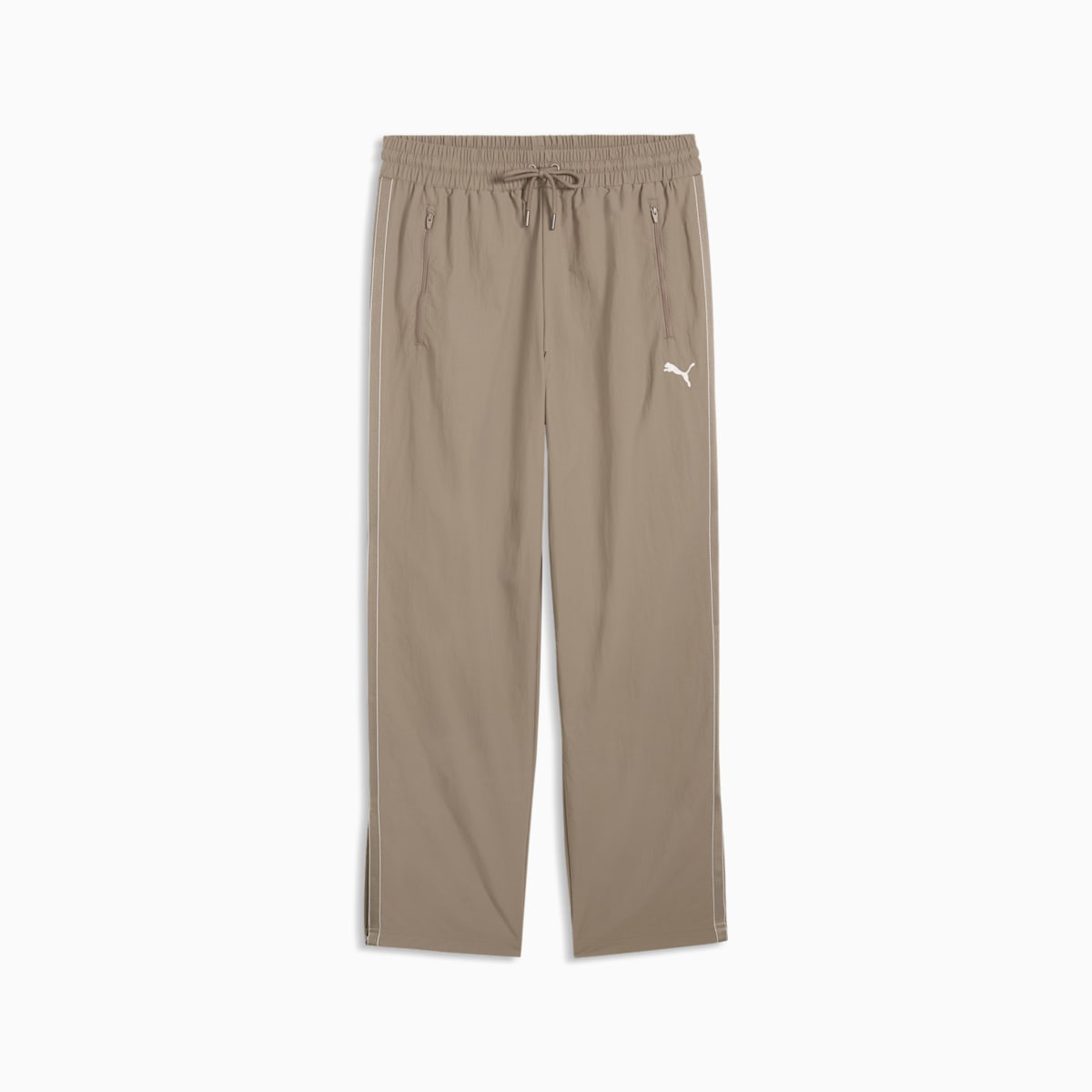 PUMA Class Men's Relaxed Pinnacle Woven Track Pants - Mouse Gray - front on white background