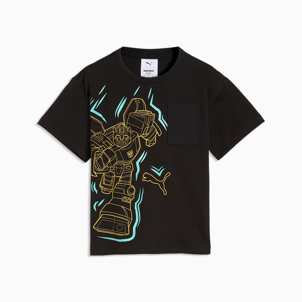 PUMA x TRANSFORMERS Little Kids' Relaxed Graphic Tee - PUMA Black - front on white background