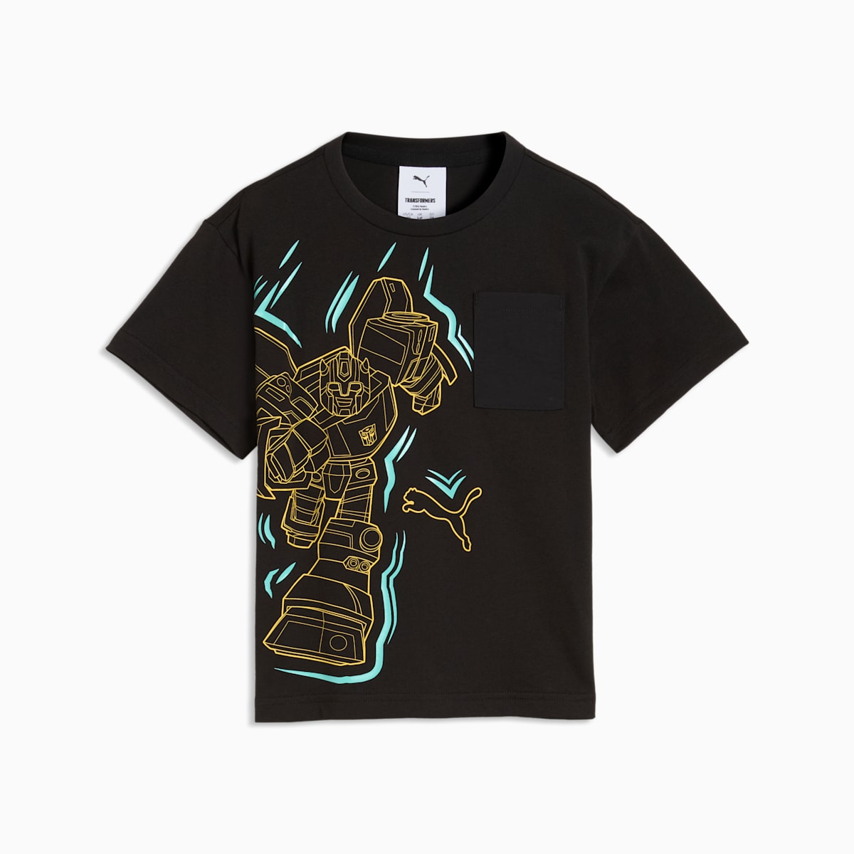 PUMA x TRANSFORMERS Little Kids' Relaxed Graphic Tee - PUMA Black - front on white background