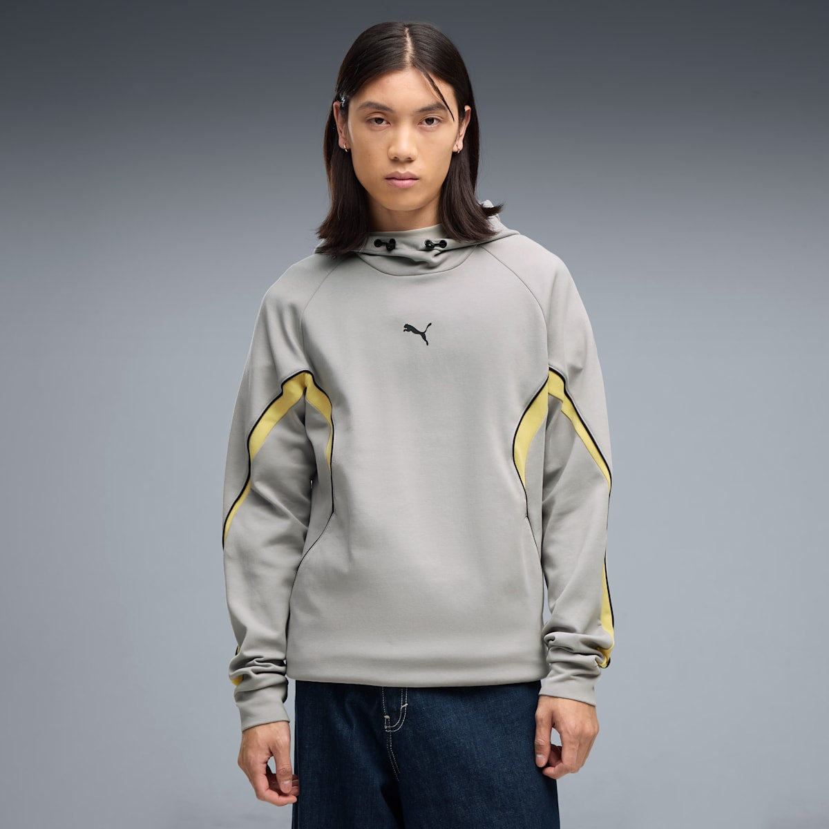 PUMA Sport Colourblocked Hoodie Men - Gray Echo - on model