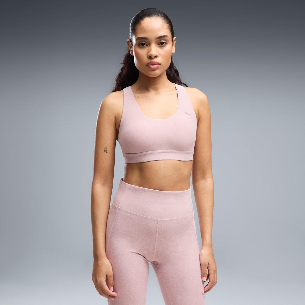 Cloudspun Ultra Soft Women's Mid Impact Sports Bra - Misty Pink Heather - on model