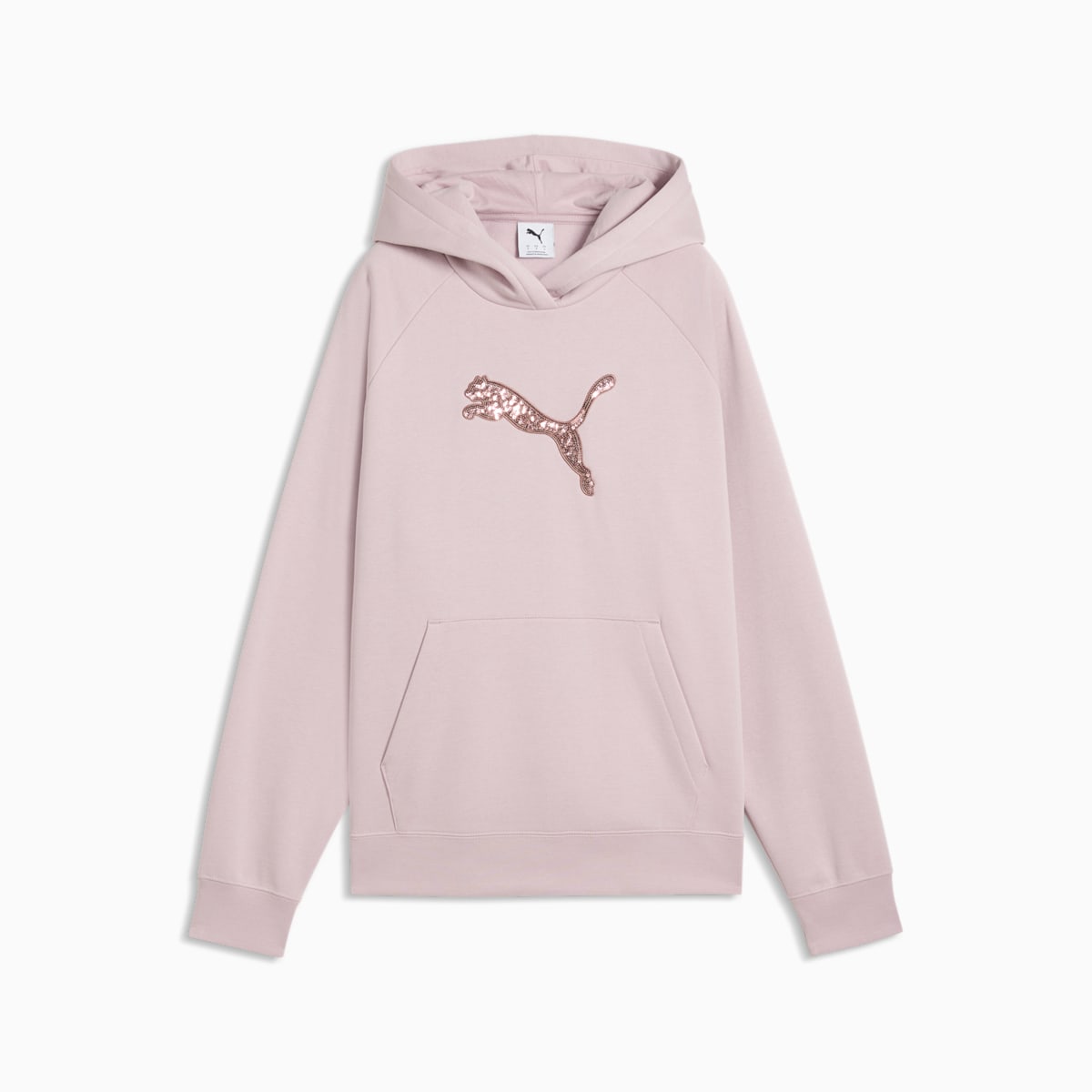 Essentials Sequins Hoodie Women - Misty Pink - front on white background