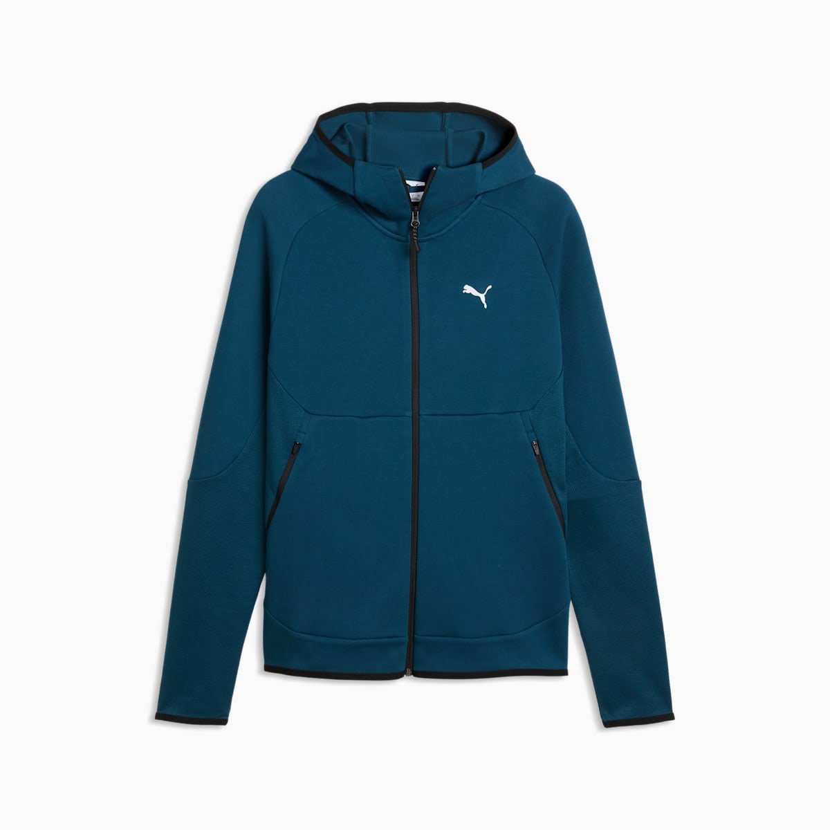 PUMATECH Elevated Slim Full-Zip Hoodie Men - Midnight Petrol - front on white background