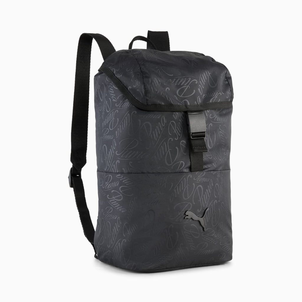 POP Small Backpack PUMA Black-Script AOP front view