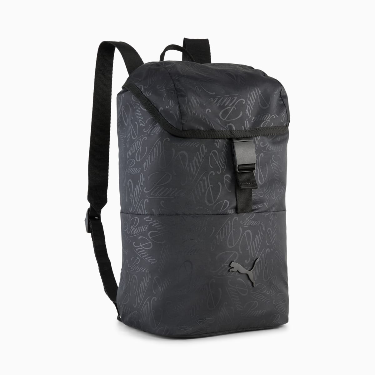 POP Small Backpack PUMA Black-Script AOP front view