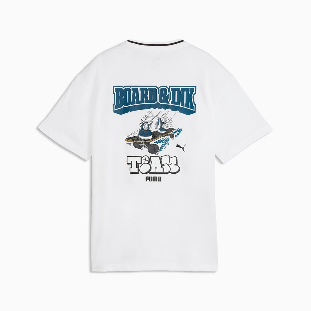 MID 90s Relaxed Back Graphic Tee Youth - PUMA White - back on white background