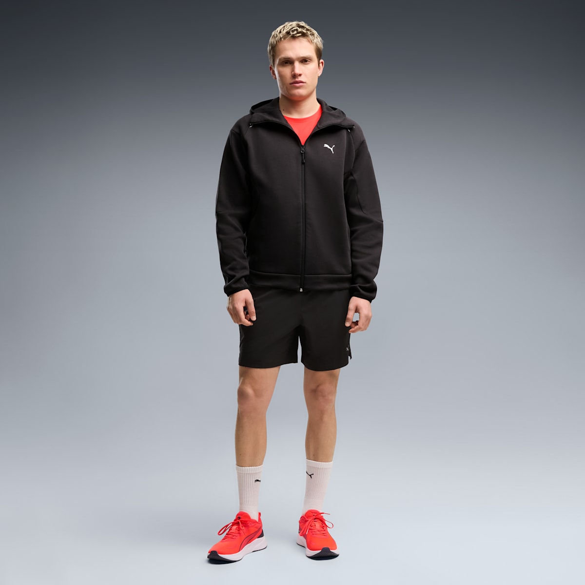 PWRTRAIN 7" Woven Shorts Men - PUMA Black - on model