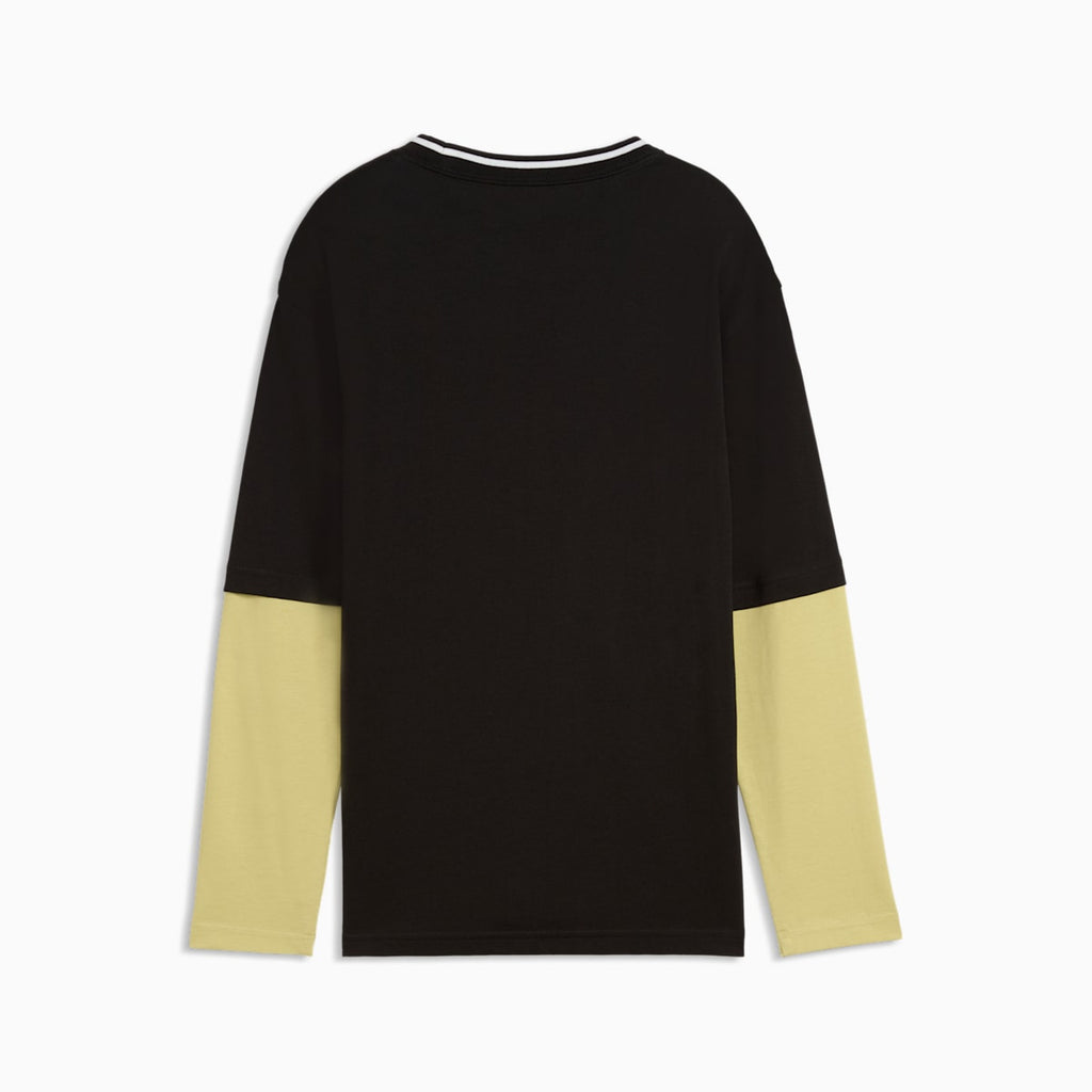 MID 90s Relaxed Layered Long Sleeve Tee Youth - PUMA Black - back on white background