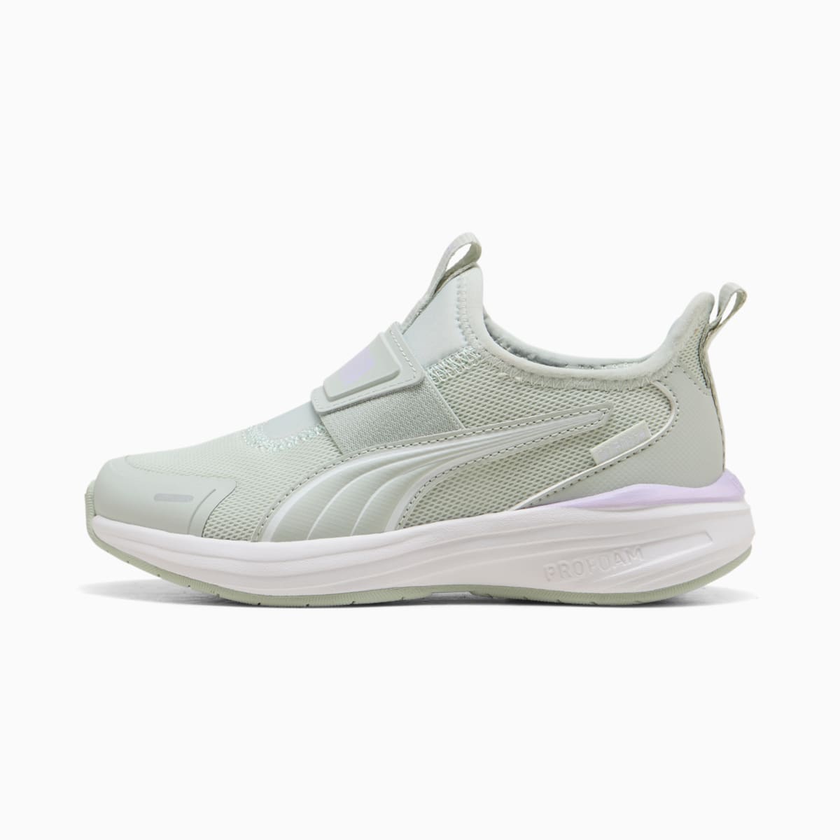 PUMA Kruz PROFOAM 2 SLIPTECH Running Shoes Kids - Créme De Mint-PUMA White-Light Lavender - Side Profile - Lateral