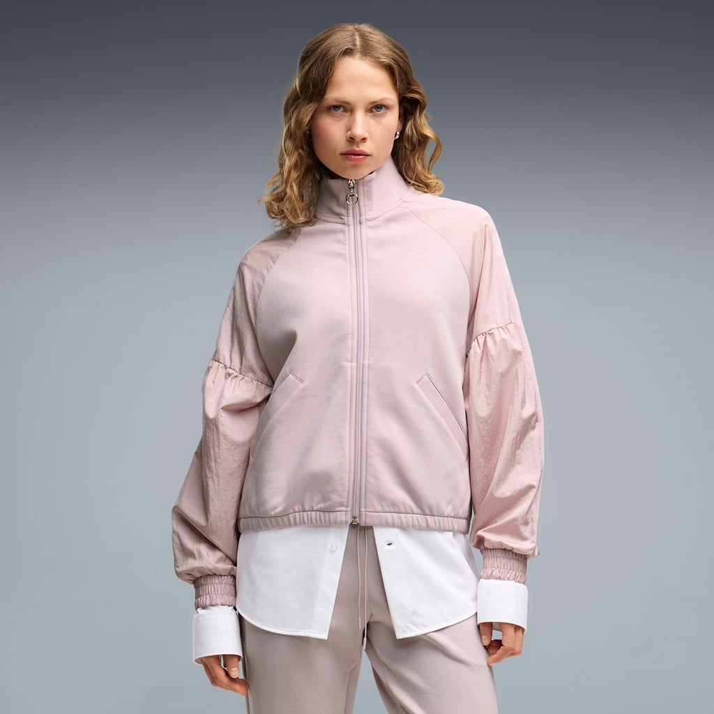 HER Women's Relaxed Full-Zip Jacket - Misty Pink - on model