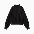 HER Relaxed Mock Neck Crew Sweatshirt Women - PUMA Black - front on white background