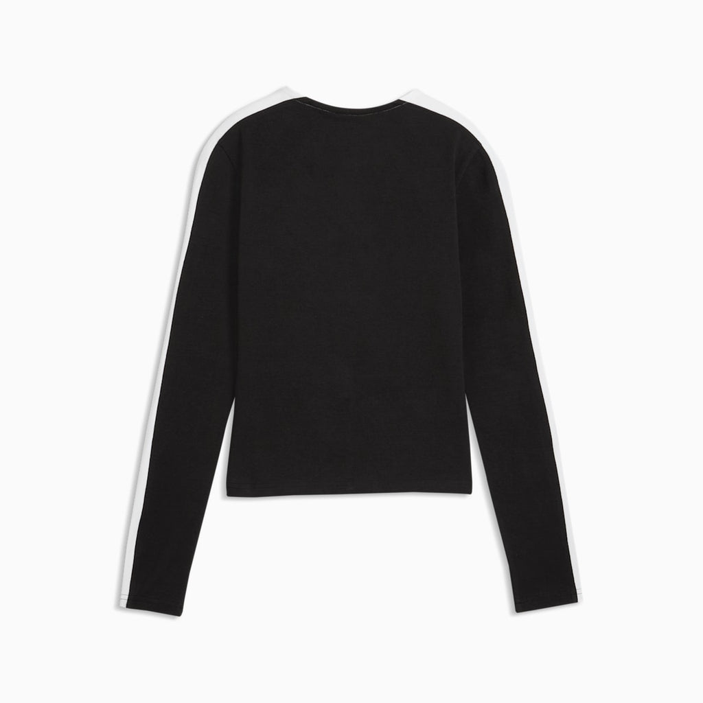 T7 Women's Slim Long Sleeve Cut-Out Tee - PUMA Black - back on white background