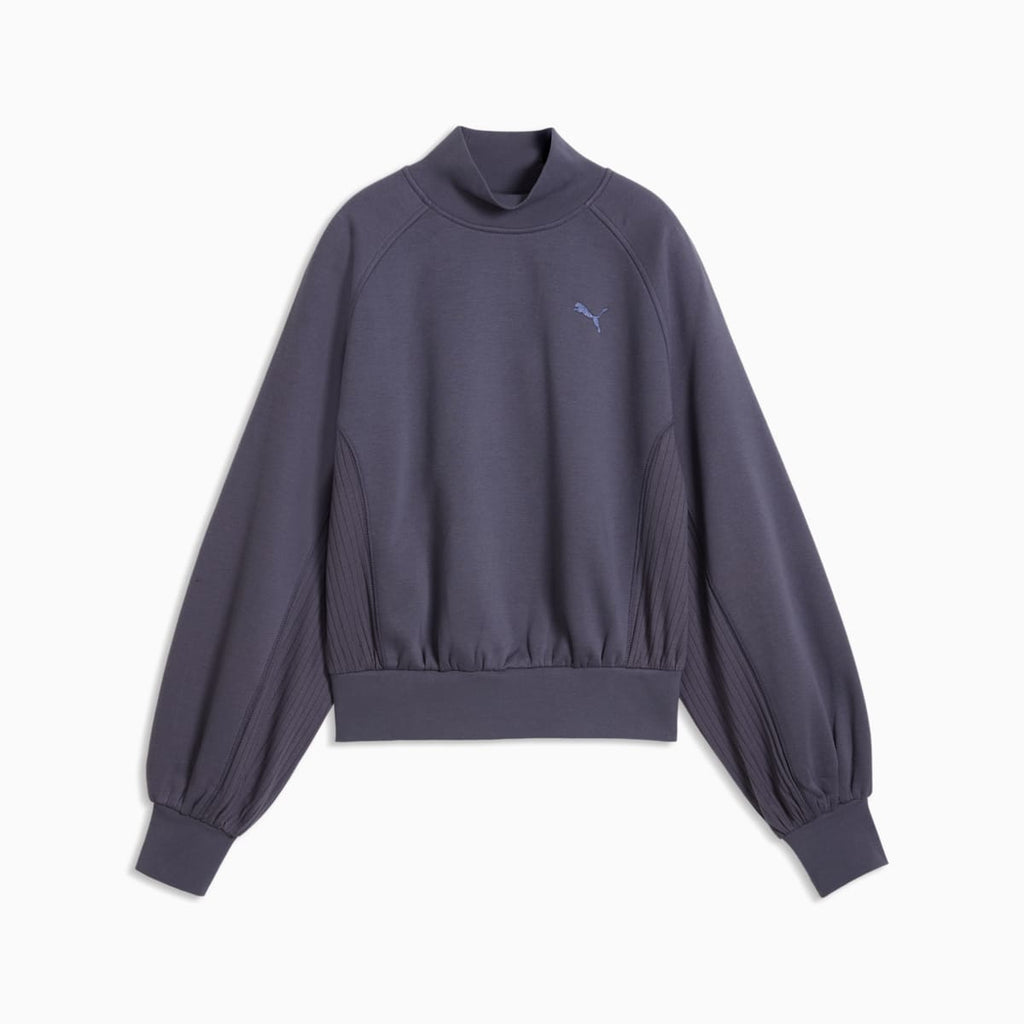 HER Relaxed Mock Neck Crew Women's Sweatshirt - Inky Depths - front on white background