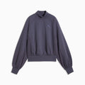 HER Relaxed Mock Neck Crew Women's Sweatshirt - Inky Depths - front on white background