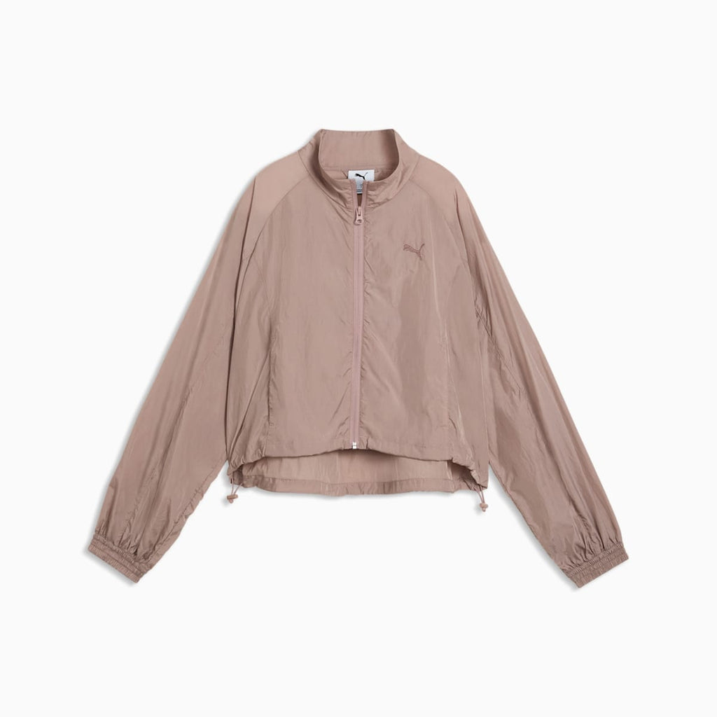 HER Relaxed Full-Zip Woven Jacket Women - Sandstone front view
