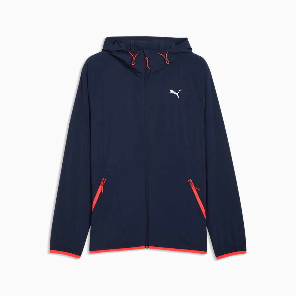 PWRTRAIN Stretch Woven Full-Zip Jacket Men - PUMA Navy - front on white background