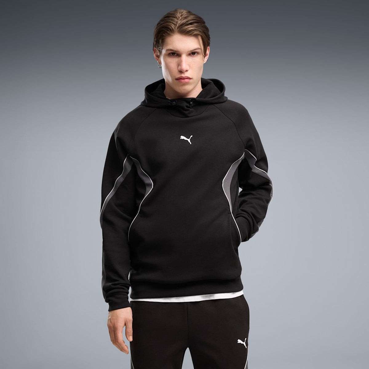 PUMA Sport Colourblocked Hoodie Men - PUMA Black - on model