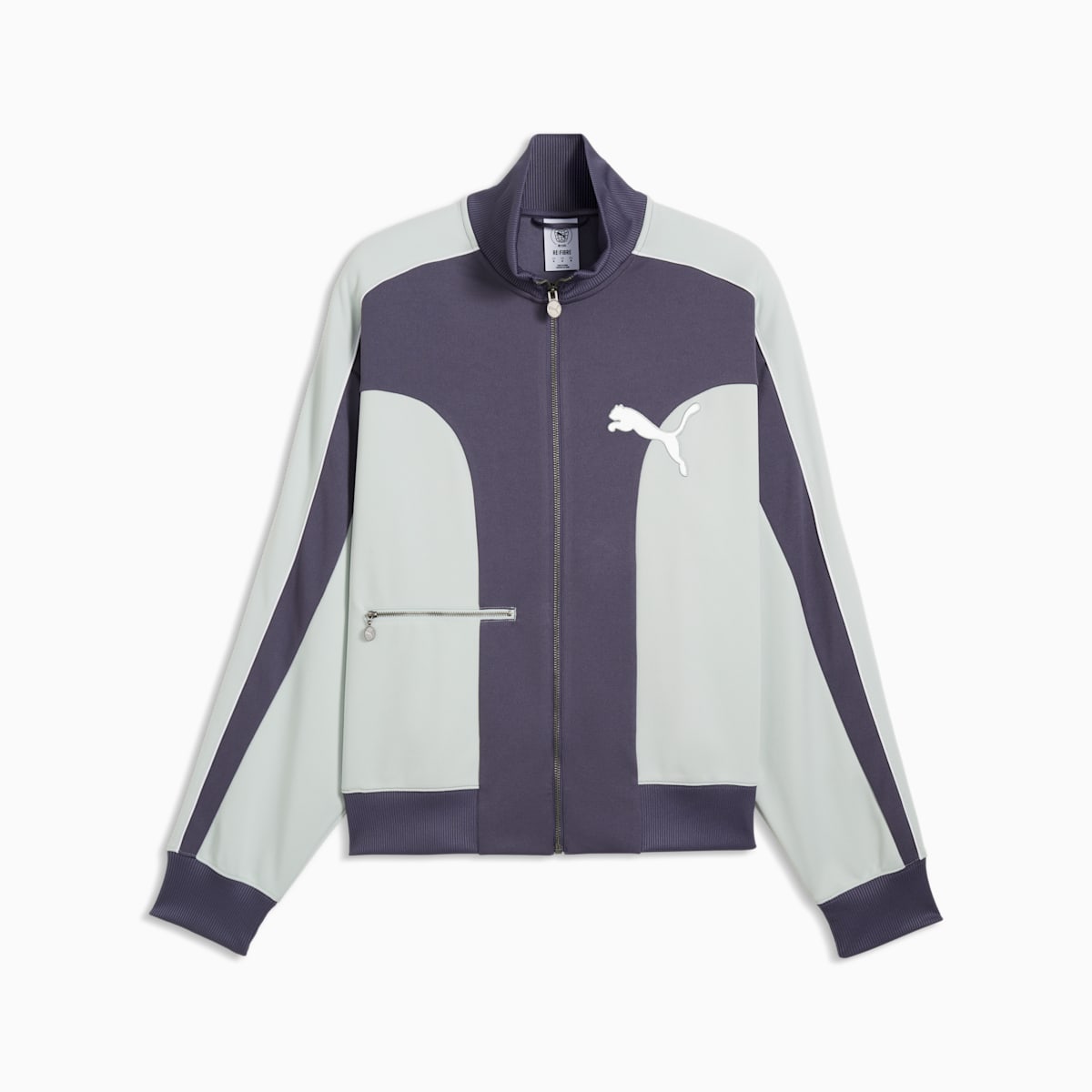 T7 Love Of The Cat Men's Relaxed T7 Track Jacket - Inky Depths-Créme De Mint - front on white background