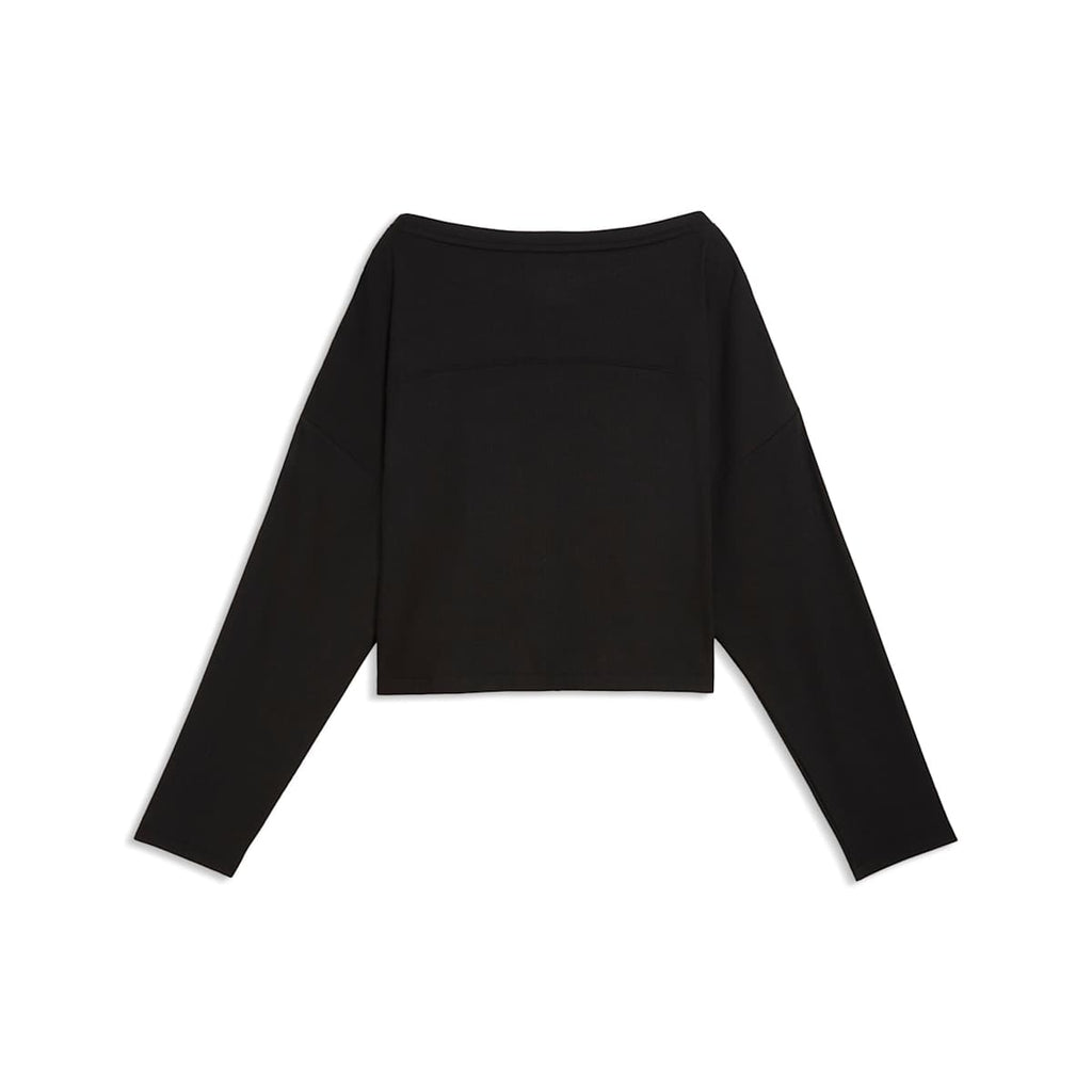 CLOUDSPUN Rib Slouchy Long-Sleeve Tee Women - PUMA Black back view