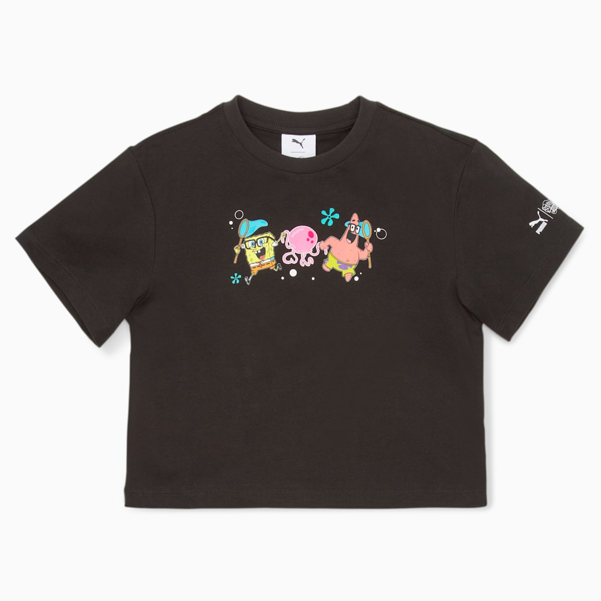 PUMA x SPONGEBOB Girls Tee PUMA Black front view