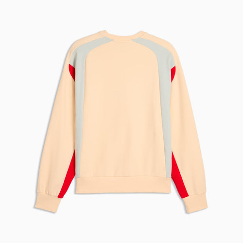 FUTURE.PUMA.ARCHIVE Relaxed Moto Crew Sweatshirt Unisex - Buttercream - back on white background