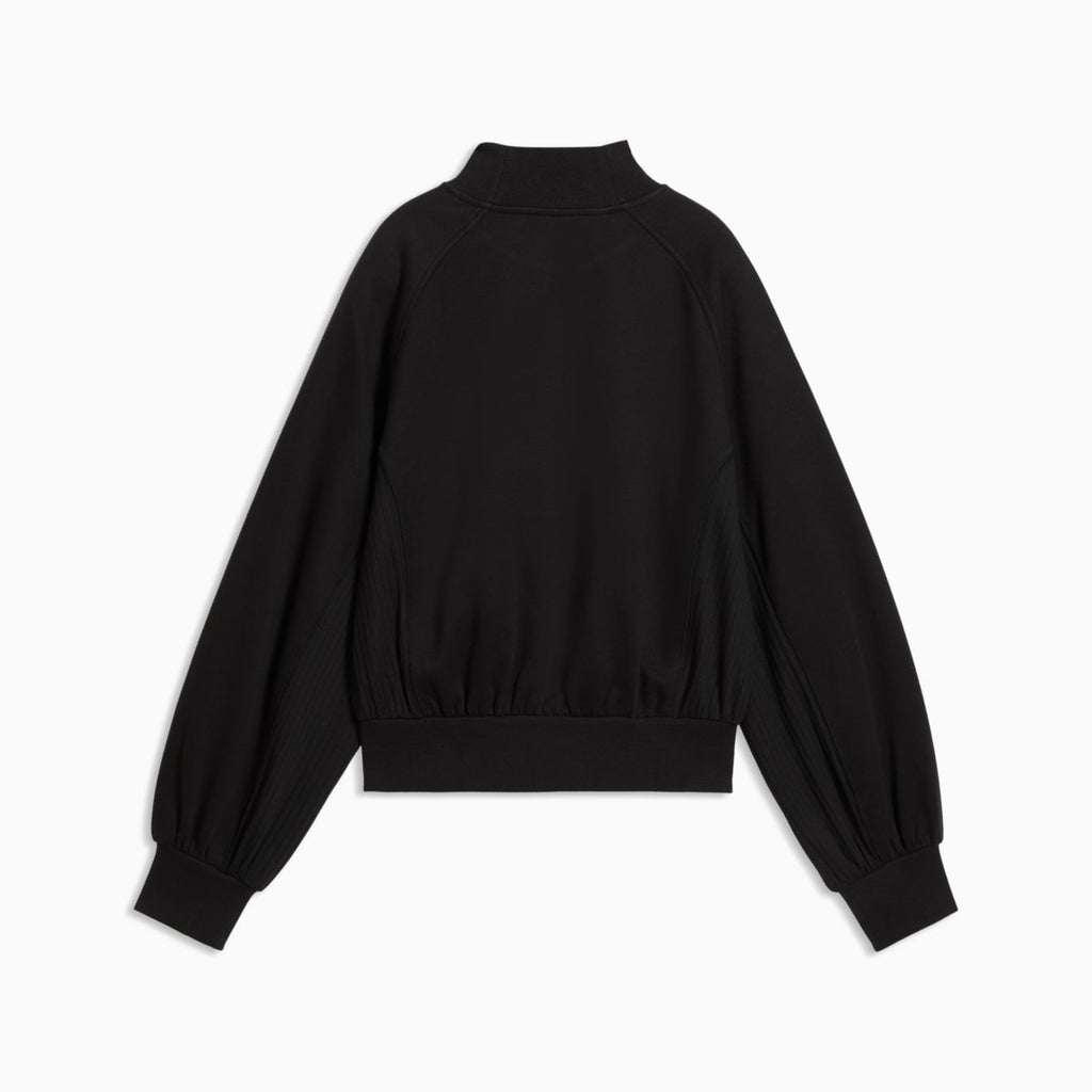 HER Relaxed Mock Neck Crew Sweatshirt Women - PUMA Black - back on white background