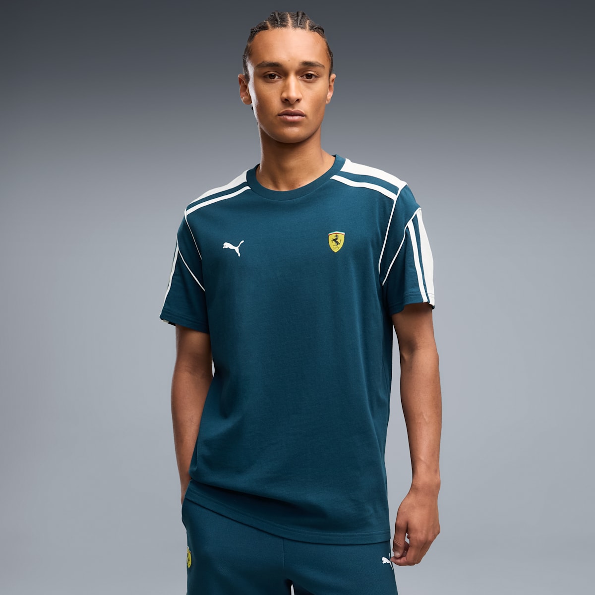 Ferrari MT7 Tee Men - Midnight Petrol - on model