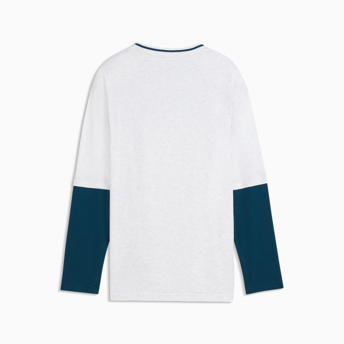 MID 90s Relaxed Layered Long Sleeve Tee Youth - White Glow Heather - back on white background
