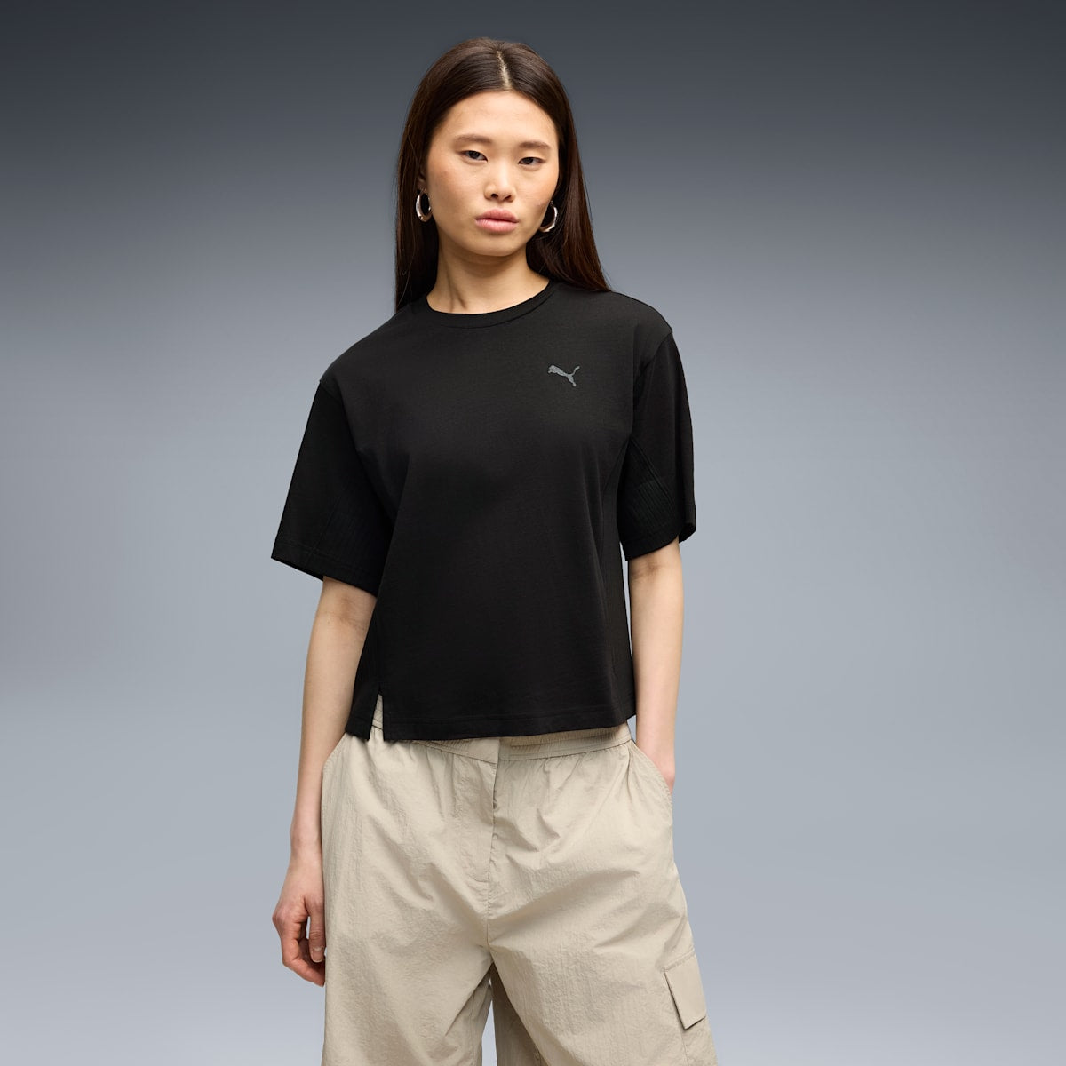 HER Women's Relaxed Tee - PUMA Black - on model