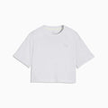 PUMA Class Relaxed Cropped Graphic Tee - Youth 8-16 years - White Glow Heather - front on white background