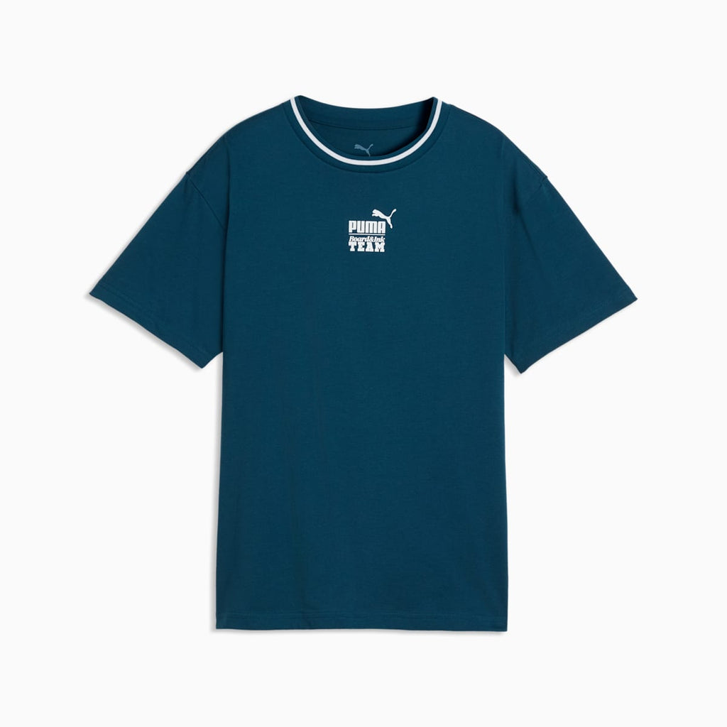 MID 90s Relaxed Back Graphic Tee Youth - Midnight Petrol - front on white background
