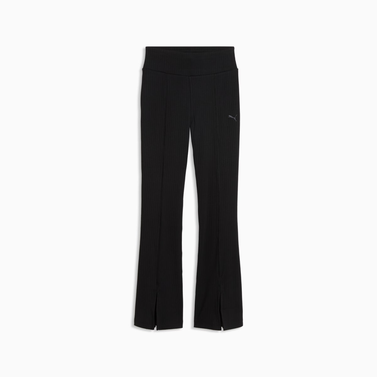 HER Women's Rib Flared Leggings - PUMA Black - front on white background