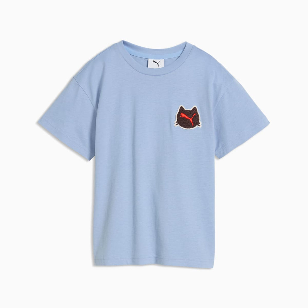 Imaginary Friend Relaxed Badge Tee Kids - Chambray Blue - front on white background